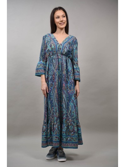 Rochie Boho Chic Indian lungă multicolora decolteu V Capaci