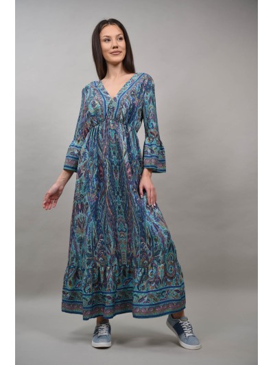 Rochie Boho Chic Indian lungă multicolora decolteu V Capaci