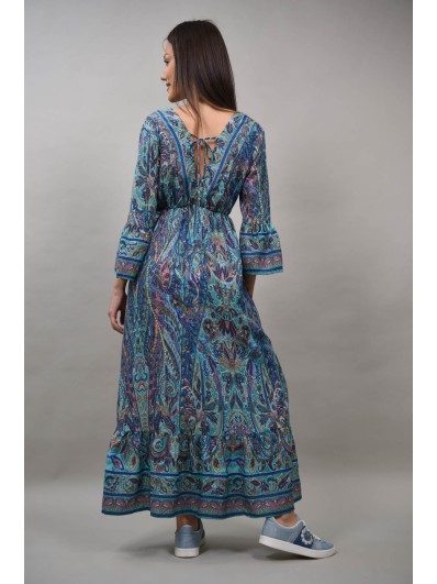 Rochie Boho Chic Indian lungă multicolora decolteu V Capaci
