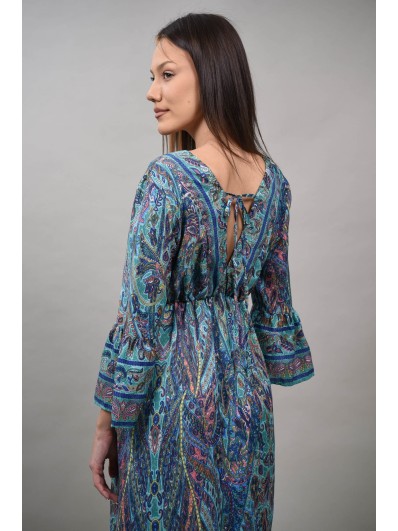 Rochie Boho Chic Indian lungă multicolora decolteu V Capaci