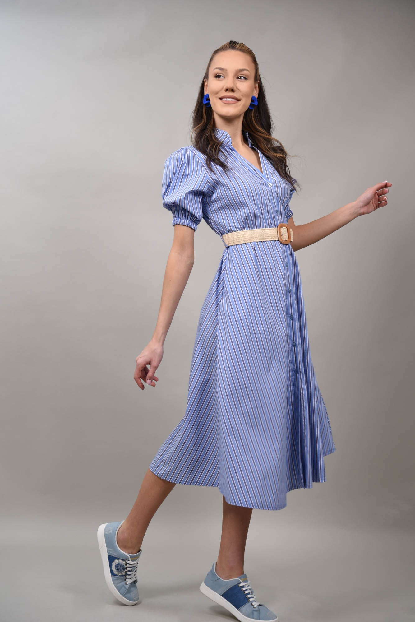 Rochie midi tip camasa cu maneca scurta Zeffiretto