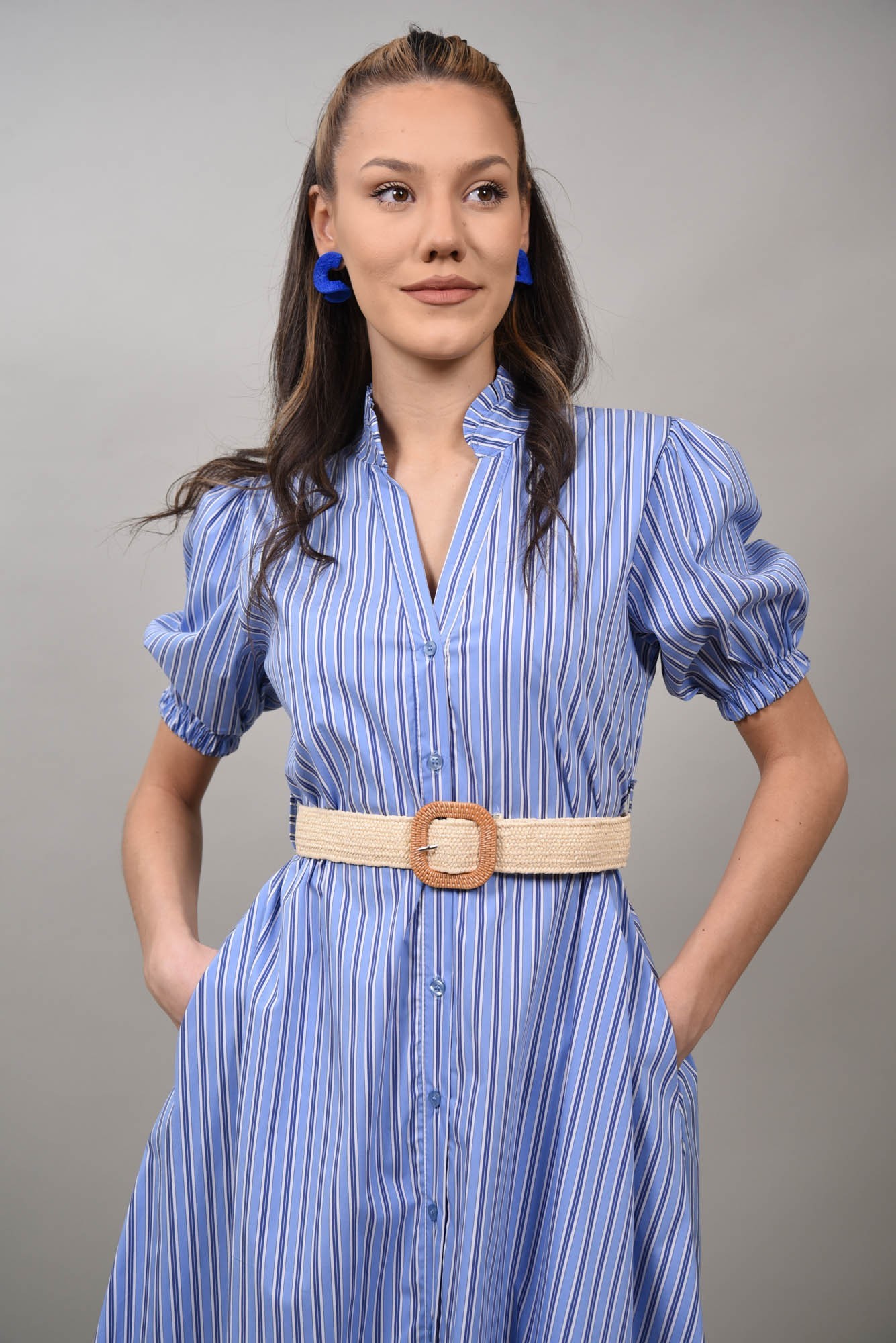 Rochie midi tip camasa cu maneca scurta Zeffiretto