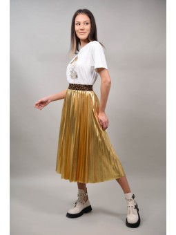 Fusta lunga plisata Gold