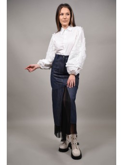 Fusta denim combinata cu tul Maddalena