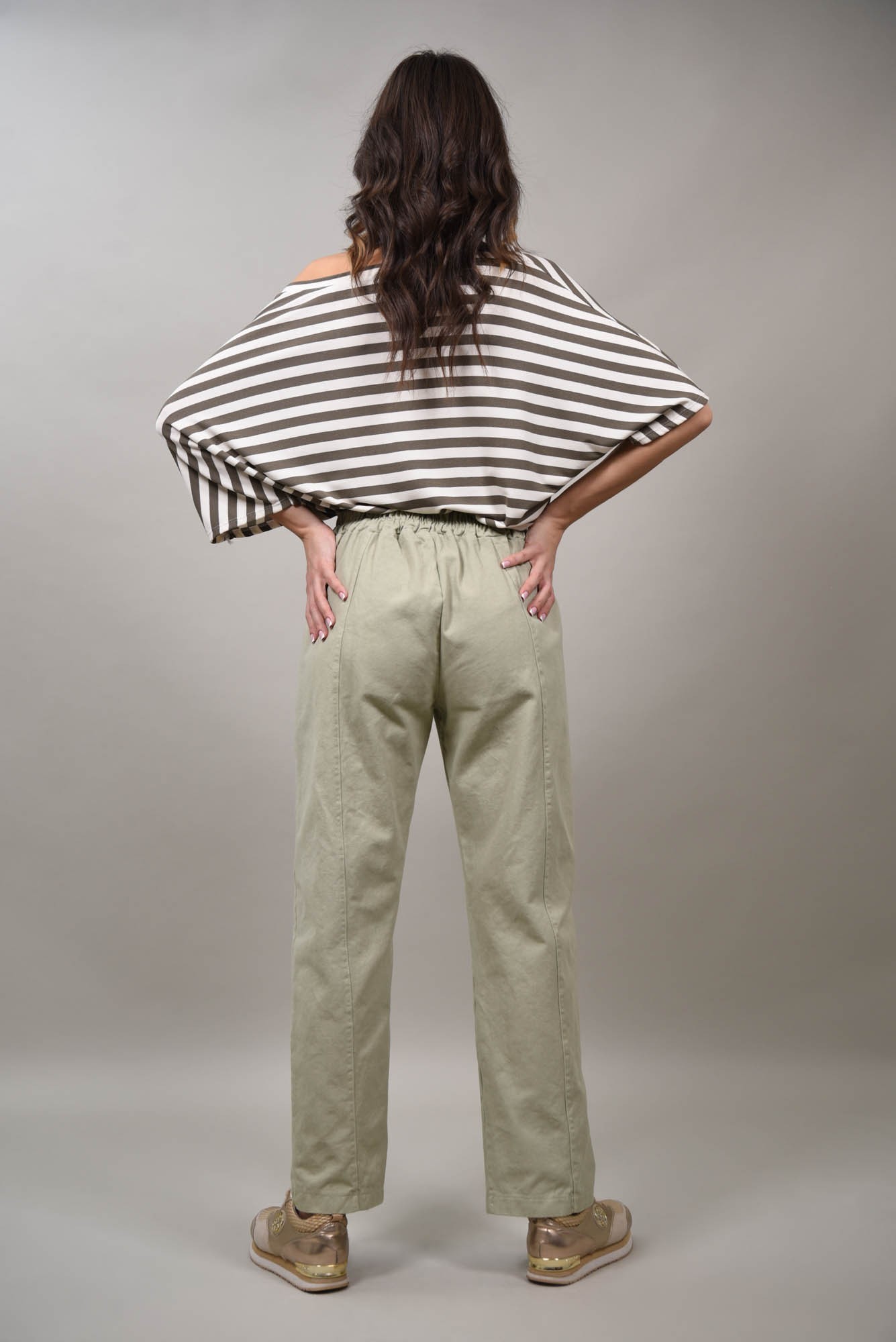 Pantaloni bumbac cu elastic in talie Bacio