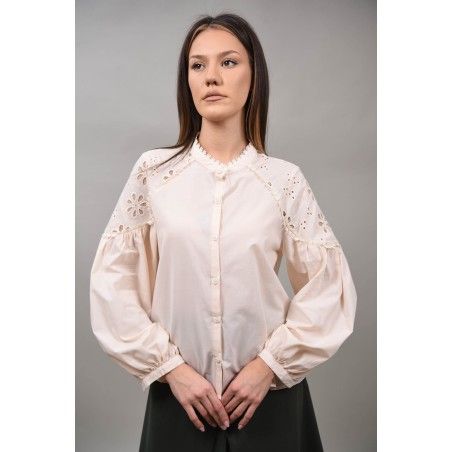 Camasa bumbac cu guler mao cu broderie Bassano