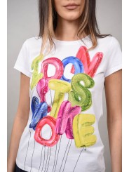 Tricou imprimeu litere multicolor Guarene