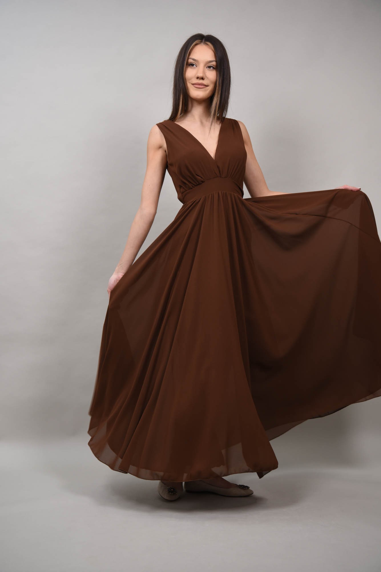 Rochie lunga de ocazie cu tul made in Italy Avola