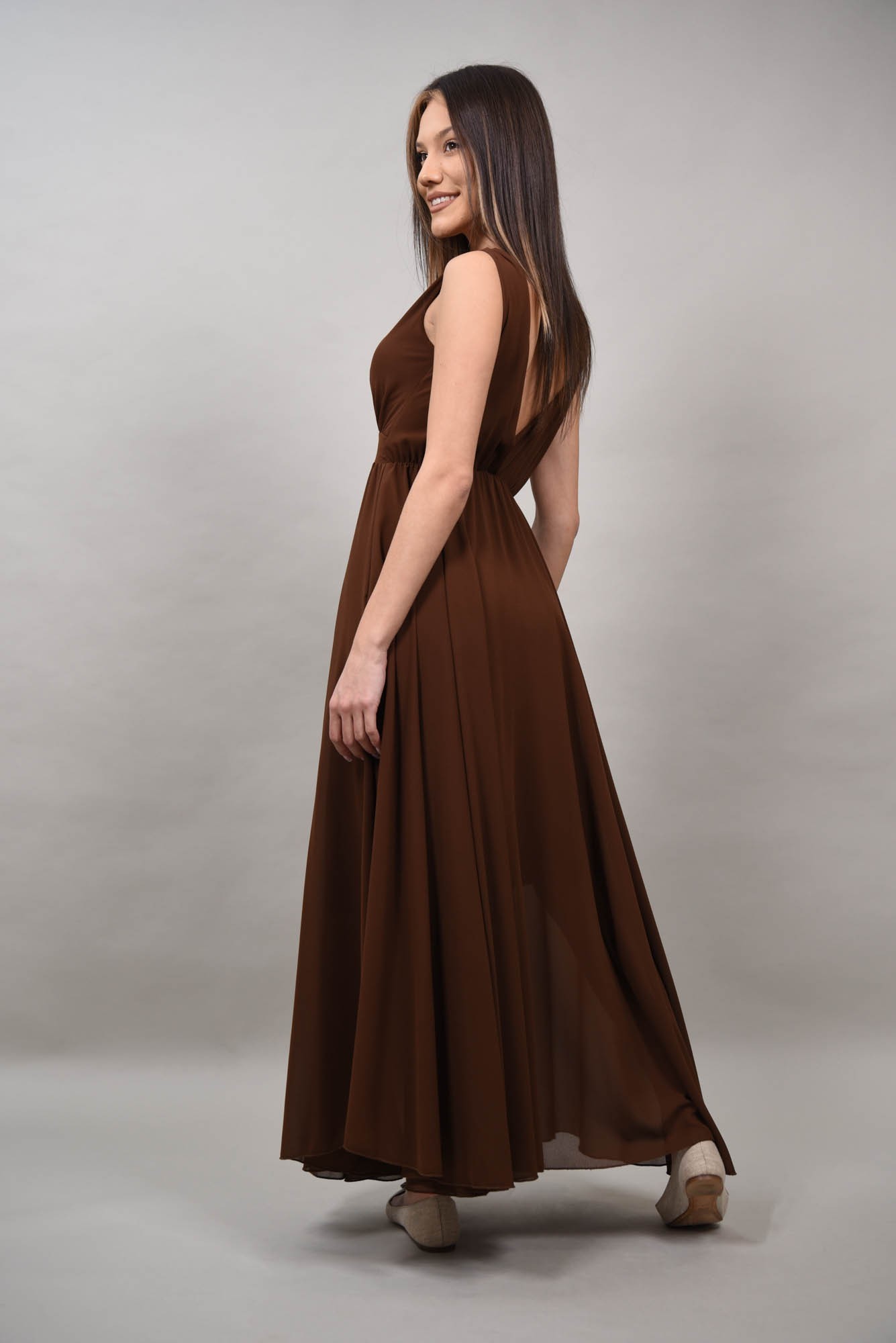 Rochie lunga de ocazie cu tul made in Italy Avola