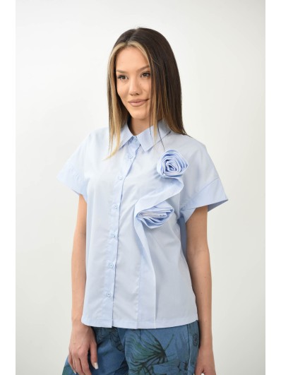 Cămașă mănecă scurtă cu floare în relief Spezia