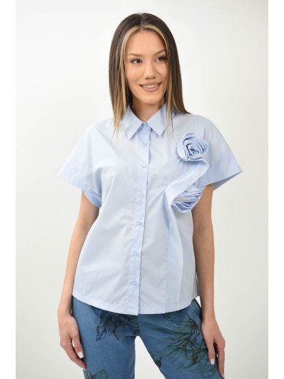 Cămașă mănecă scurtă cu floare în relief Spezia