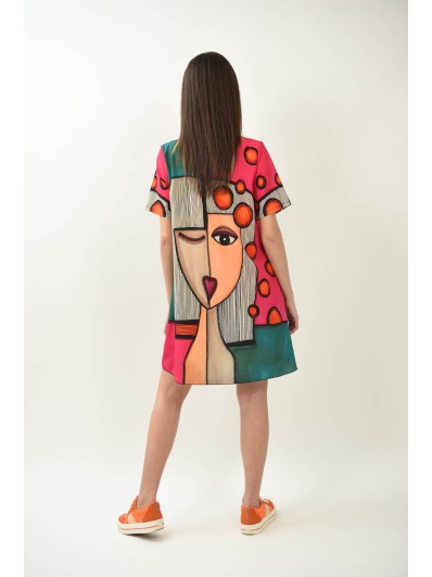 Rochie casual de vară cu mănecă scurtă Karisma multicoloră