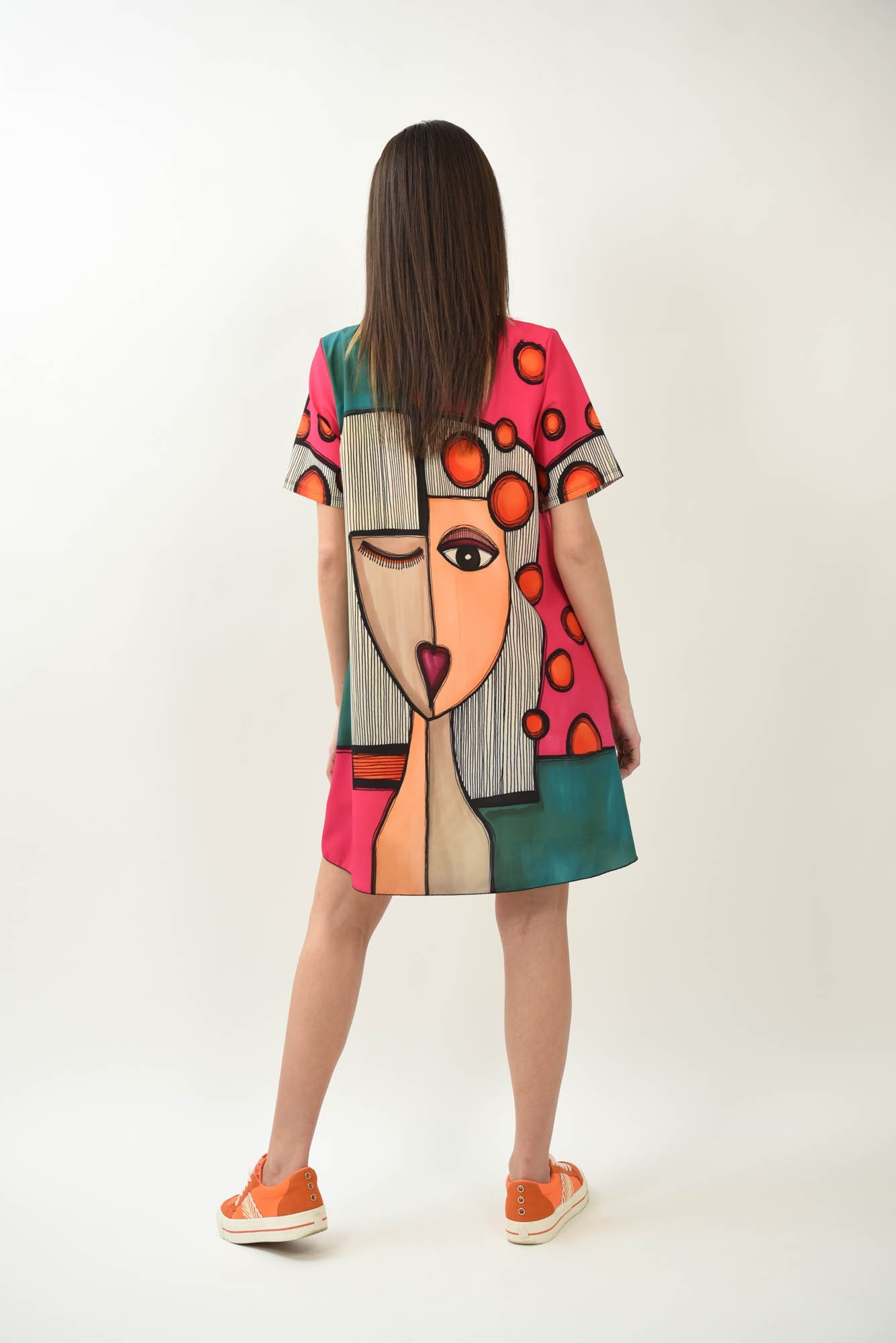 Rochie casual de vară cu mănecă scurtă Karisma multicoloră