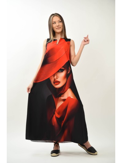 Rochie Maxi Enigma Scarlet LADY IN RED - Portretul Sofisticat al Eleganței