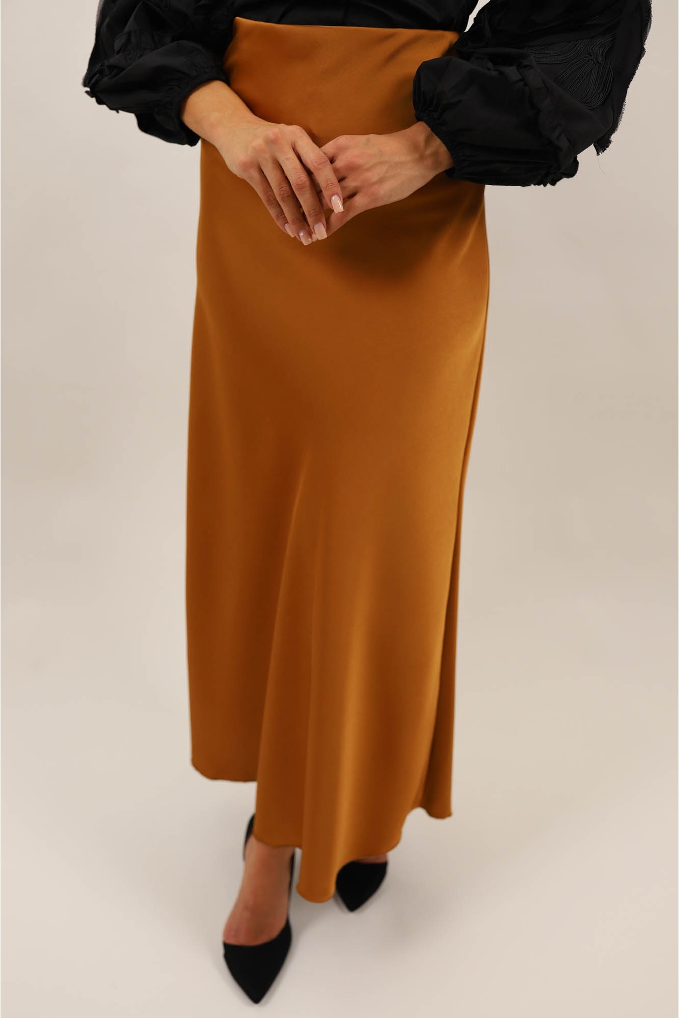 Fustă Lungă Satinată Davide Caramiziu Talie Unica potrivit pentru XS-S-M