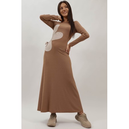Rochie Lungă din Tricot Subtire cu Floare Anna