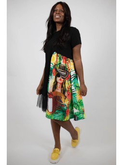 Vara 2025 În Culori - Rochia Midi Asimetrica Maneca Scurta Tul Electric Cathalee