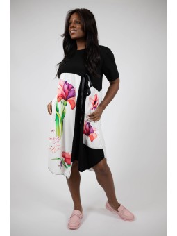 Rochie Casual de Vară cu Design Unic - Fundă Iris Print Semitransparent