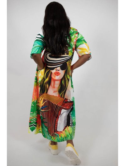 Descoperă Rochia Lungă Cu Buzunare Și Mâneci Clopot Electric Cathalee