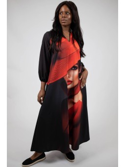 Rochia Maxi Enigma Scarlet Lady In Red - Eleganță În Nuanțe De Roșu Și Negru