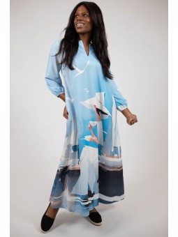 Stil Marin Pt Zilele Însorite Rochie Maxi Buzunare Și Mânecă Lungă Lady And The Sea