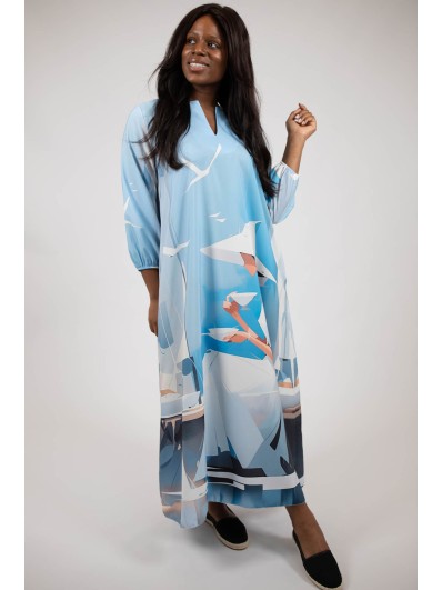 Stil Marin Pt Zilele Însorite Rochie Maxi Buzunare Și Mânecă Lungă Lady And The Sea