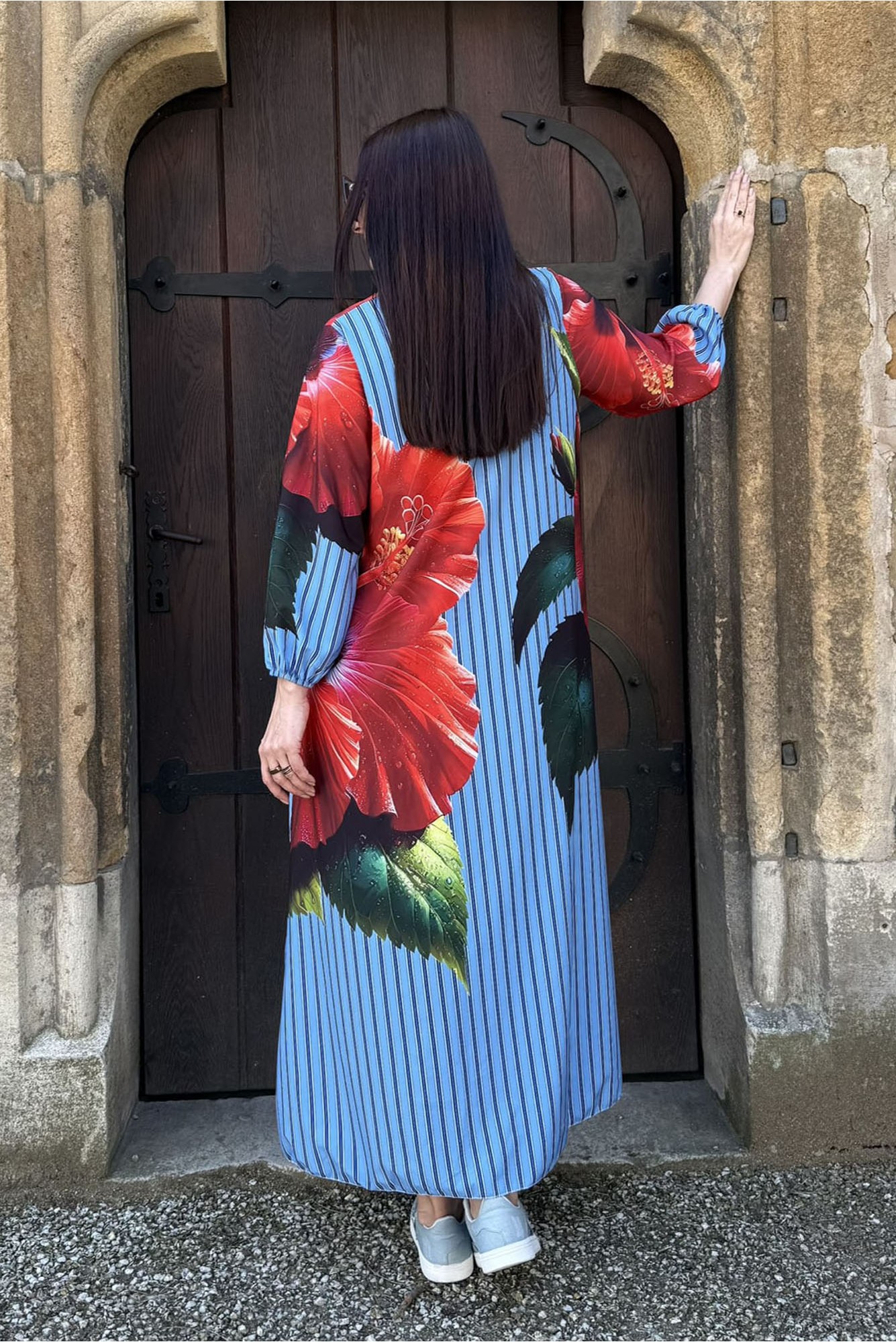 Made in Italy Rochie Maxi cu Buzunare Hibiscus Stripes pentru un Look Casual de Zi