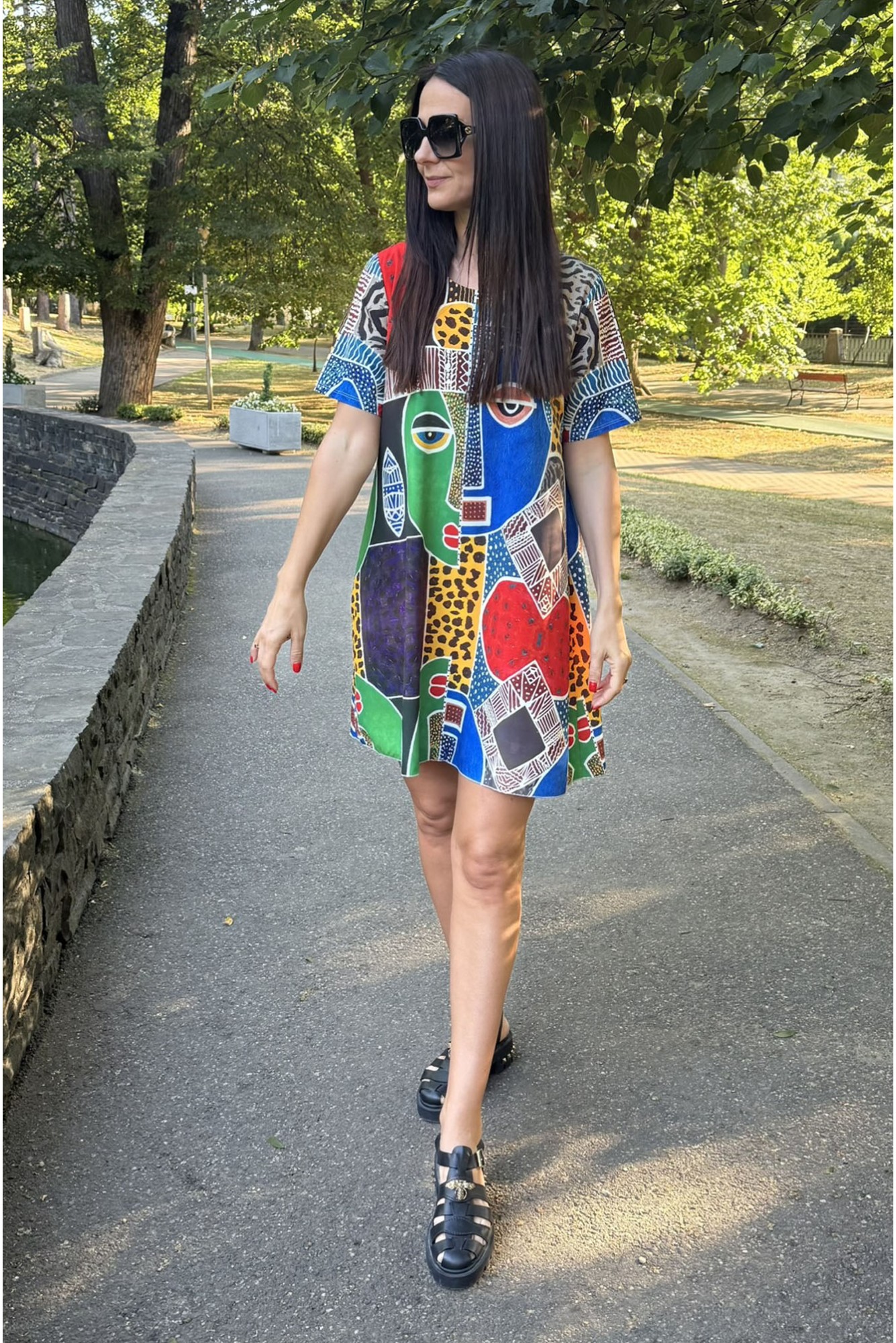 Miragero – Rochie Scurtă Cu Imprimeu Artistic Made in Italy