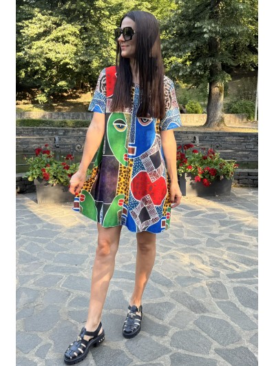 Miragero – Rochie Scurtă Cu Imprimeu Artistic Made in Italy