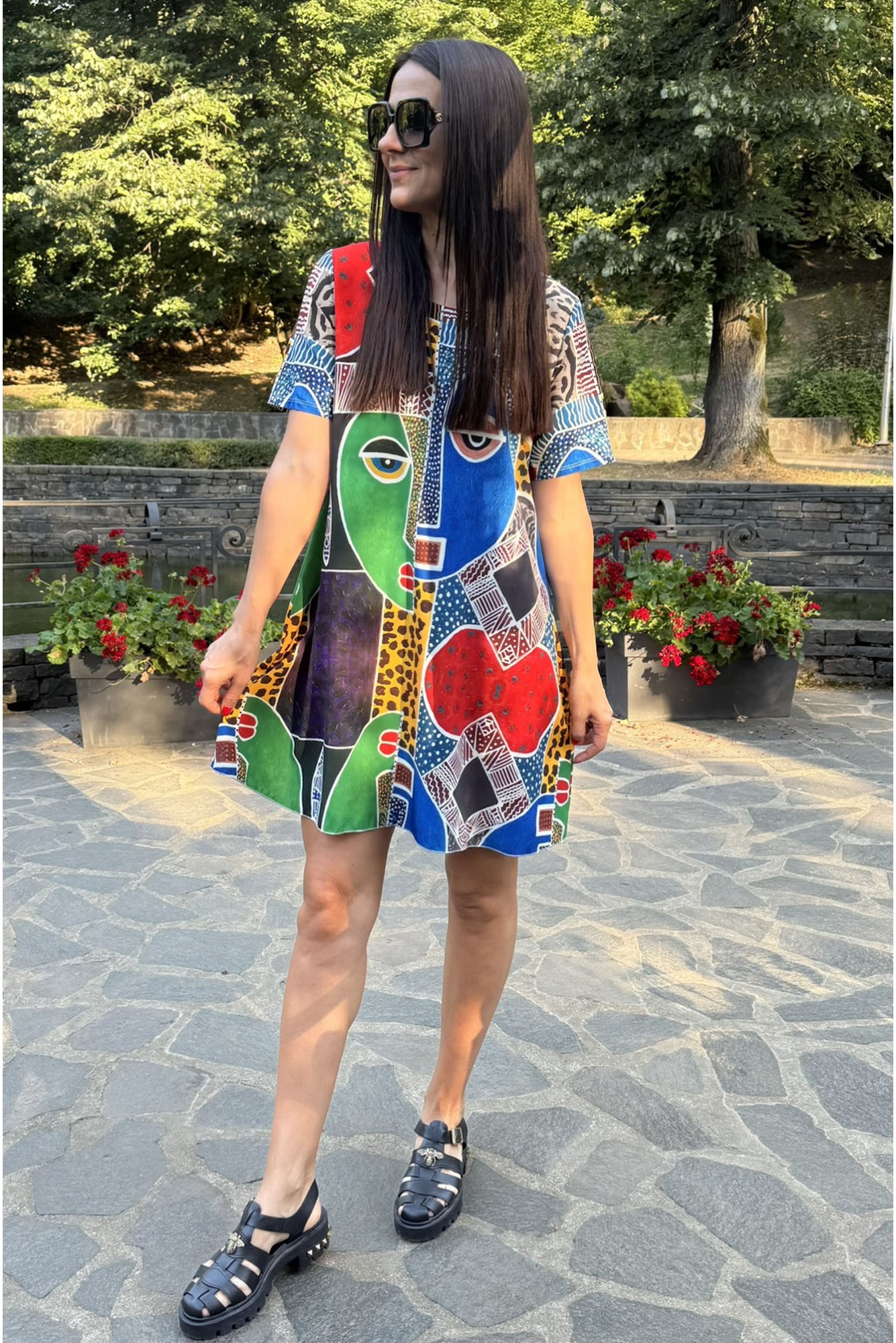 Miragero – Rochie Scurtă Cu Imprimeu Artistic Made in Italy