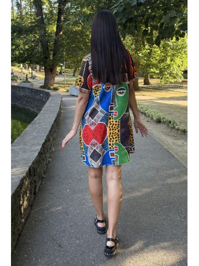 Miragero – Rochie Scurtă Cu Imprimeu Artistic Made in Italy