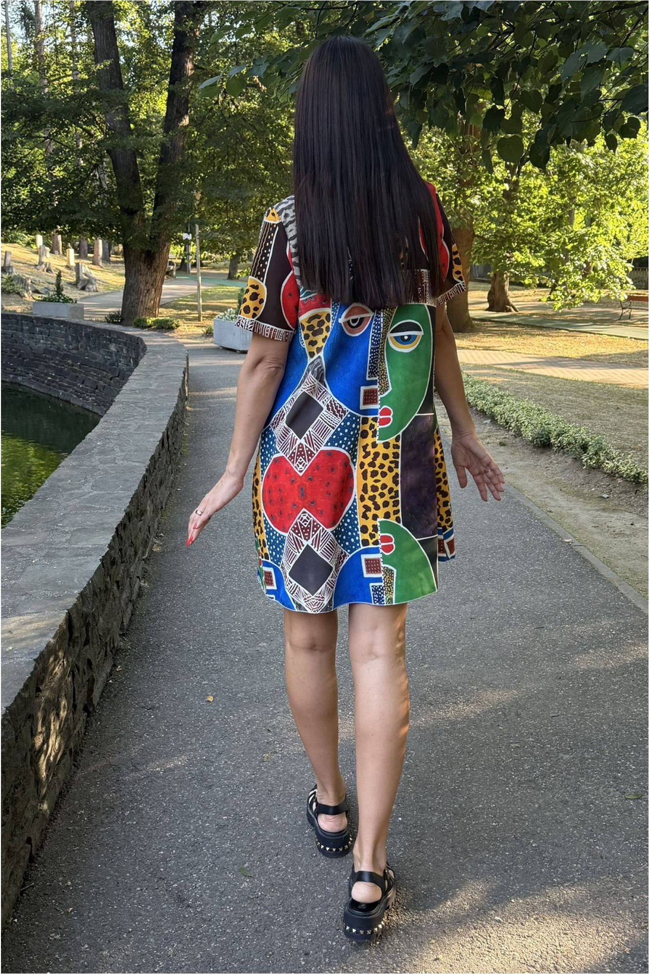 Miragero – Rochie Scurtă Cu Imprimeu Artistic Made in Italy