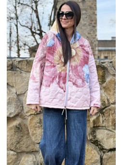 Primavara 2026 in culoare Geaca Scurta Matlasata Multi Roz Multicolora Talie Unica