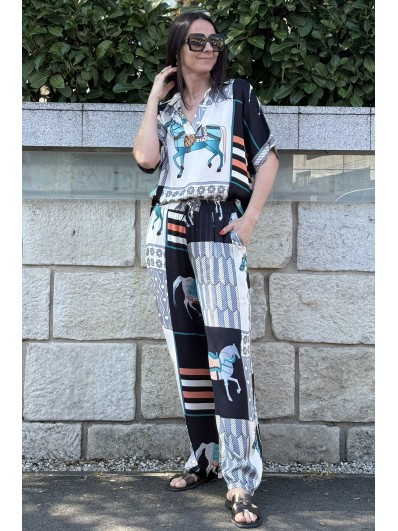 Stil modern femei 2026 compleu dama cu tunica Horse Odyssey Black