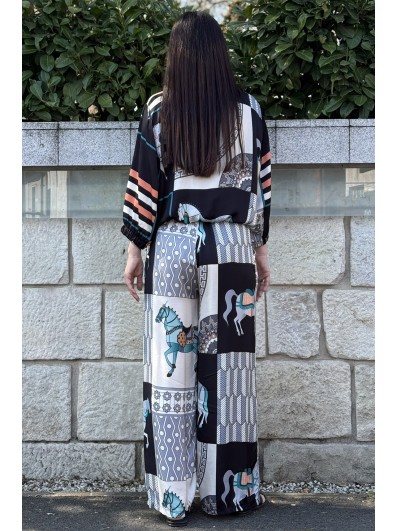 Stil modern femei 2026 compleu dama cu tunica Horse Odyssey Black