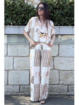 Compleu set dama vascoza si matase bej stil modern made in Italia