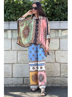 Set dama elegant si lejer din vascoza si matase cu imprimeu mandale made in Italia